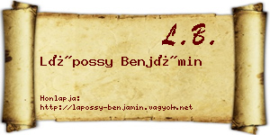 Lápossy Benjámin névjegykártya