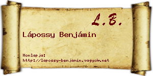 Lápossy Benjámin névjegykártya